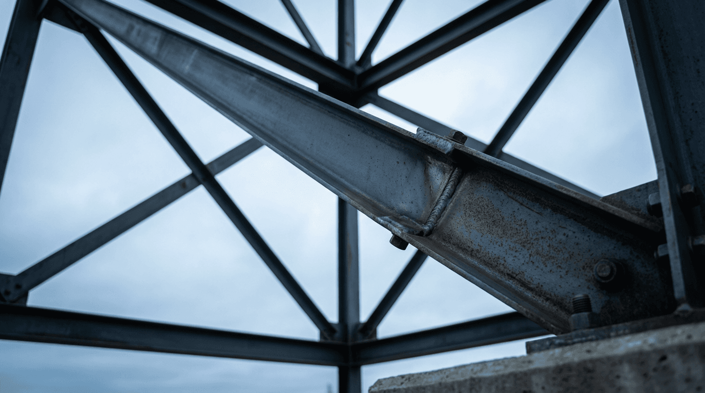 Steel erection crew guiding a beam into place on a commercial building site in Chattanooga